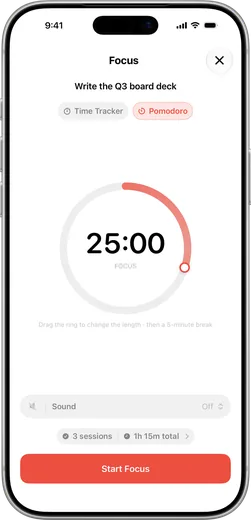 Weekr on iPhone — a focus session