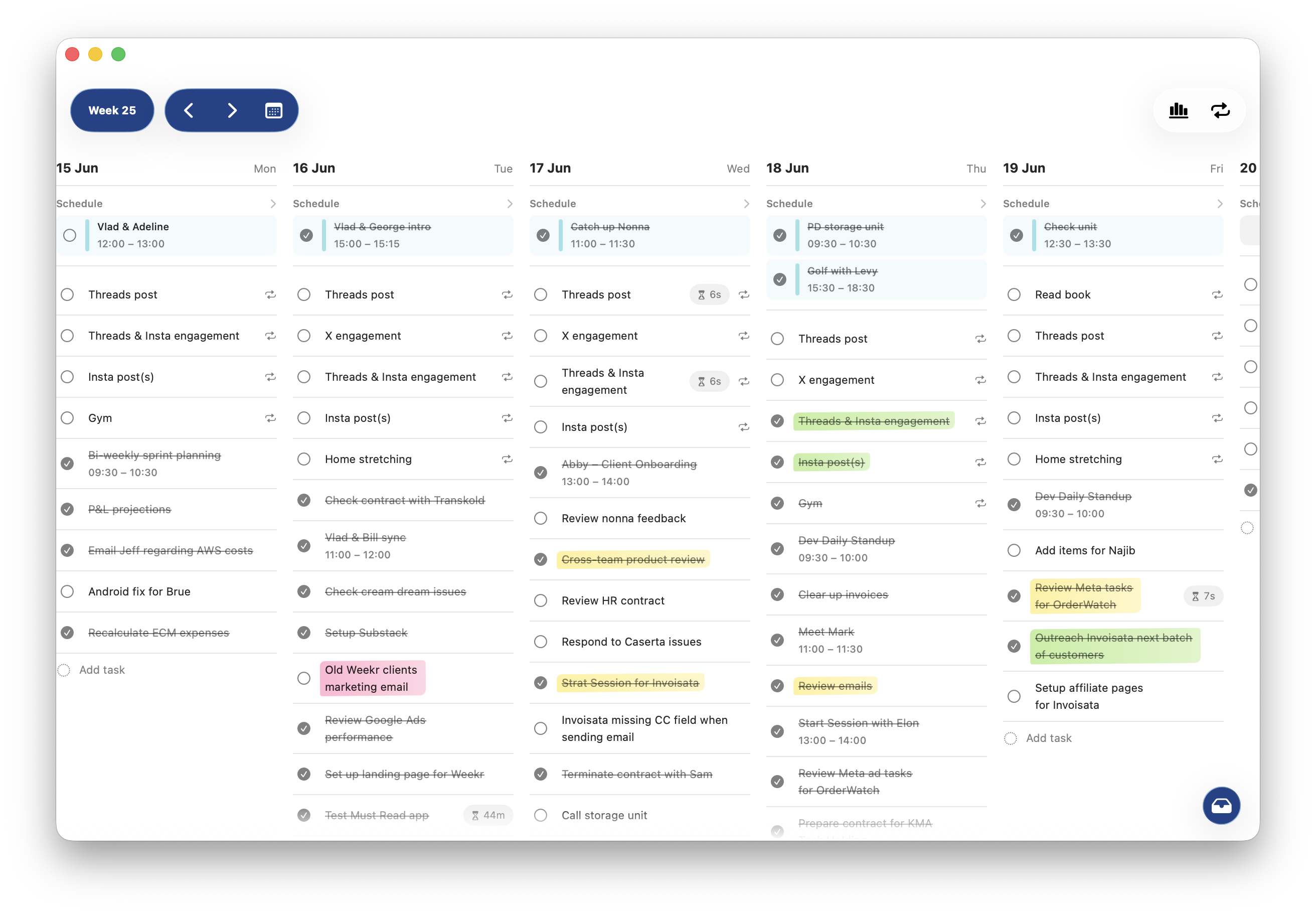 Weekr on Mac — the week with calendar and tasks